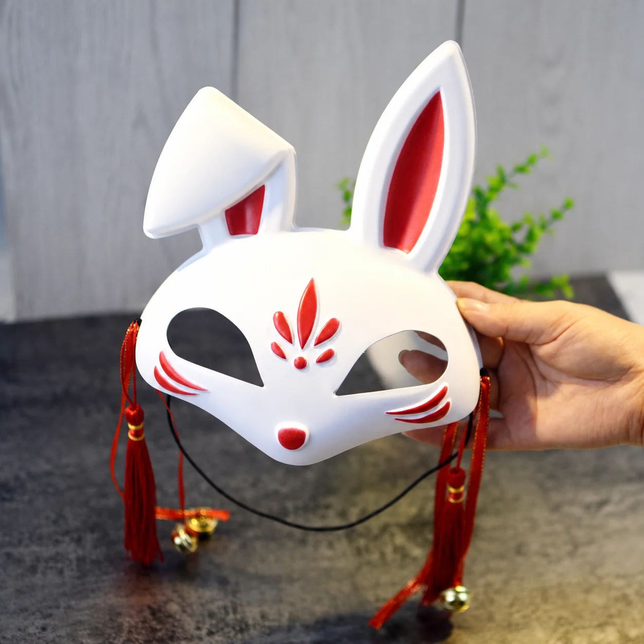 Handcrafted Rabbit Mask Charming Half Face Rabbit Mask Cosplay Rabbit Mask Handcrafted For Children'S Day Halloween Masquerade