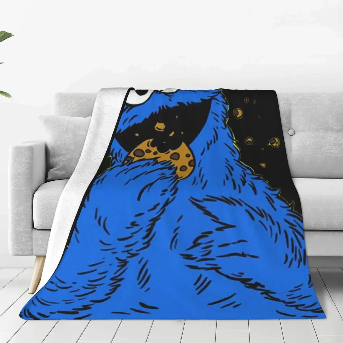 Custom Cookie Monster TV Programs Warm Flannel Throw Blanket for Bedroom Office Bedspreads