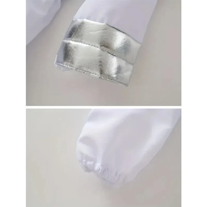 زي رائد فضاء للأطفال، بدلة فضاء أمريكية، للجنسين للأولاد والبنات، زي لعب الأدوار من قطعة واحدة مع خوذة وقفازات