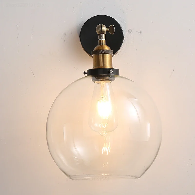 Vintage Metal Glass Wall Lamps LED Wall Lights for Home Living Room Decoration Bedroom Light Fixtures Retro Industrial Luminaire
