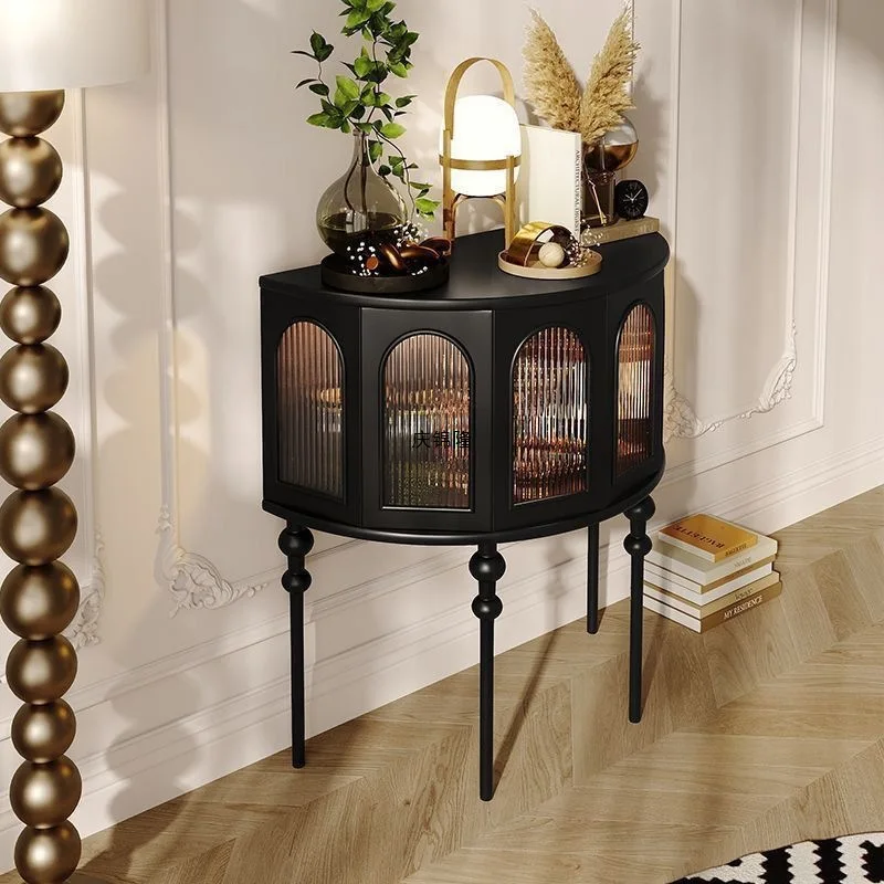 

French entrance cabinet living room sofa side cabinet black