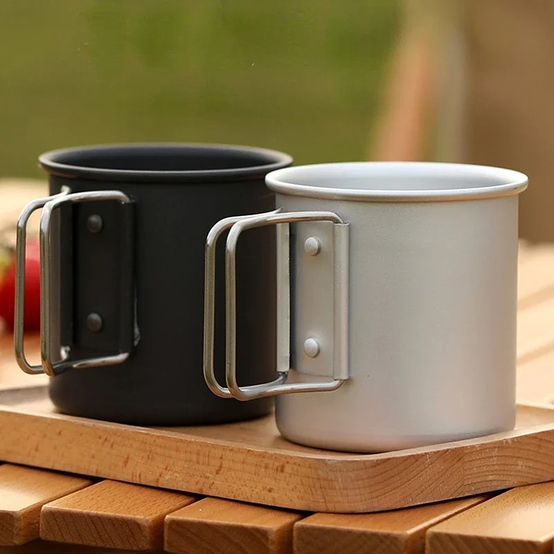 

300ml Ultralight Titanium Cup Outdoor Portable Camping Picnic Water Cup Mug With Foldable Handle For Outdoor Hiking Cooking