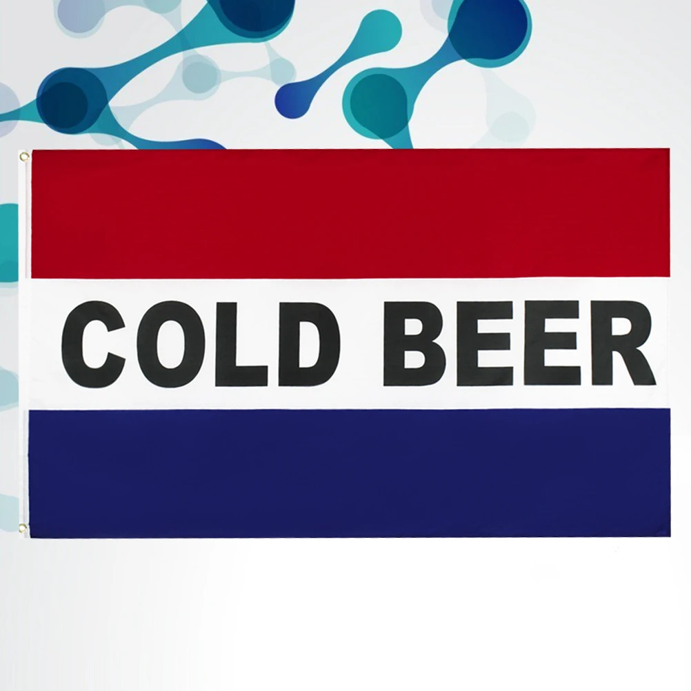 

Colorful Flag Linen English Phrases Cold Beer Printing Flag for Party Bar Festival (90x150cm)