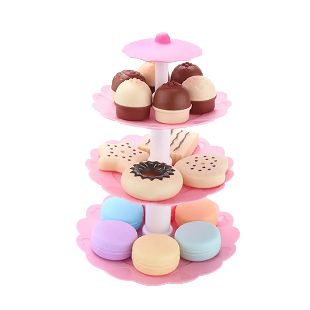 Pasteles Macarons Postres con soporte Niños Juego de juguetes de comida para niños Favor de fiesta