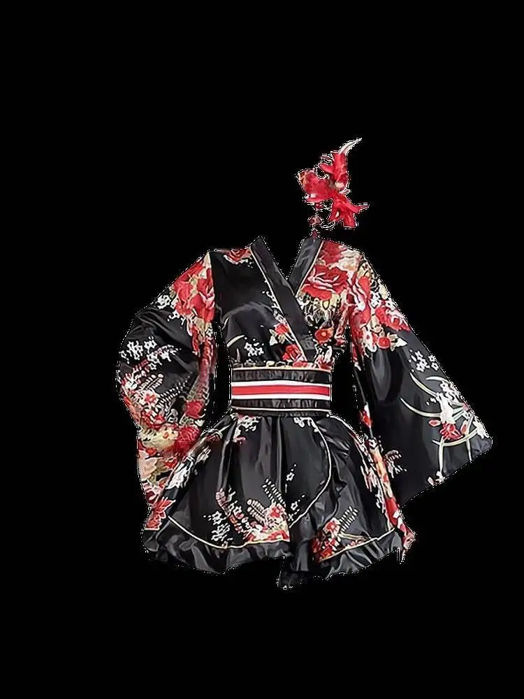 جديد فييستا كرنفال الهالوين كوس تأثيري النمط الفرنسي لعب الأدوار مثير طوكيو فتاة عميق الخامس الياقة المفتوحة كيمونو المرأة