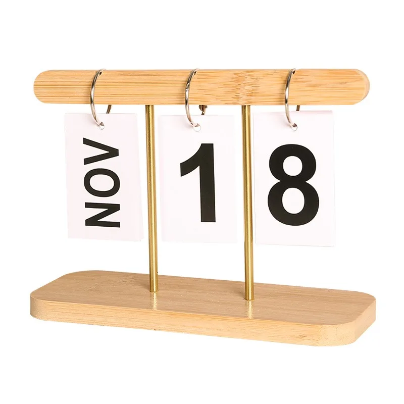 New Home Decor Office Decor Flip Month Date Display Desktop Schedule Planner Modern Wooden Perpetual Calendar