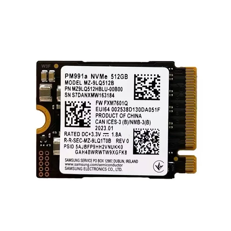 마이크로소프트 서피스 프로 7 + 스팀 데크용 내부 솔리드 스테이트 드라이브 PCIe 3.0x4 NVME, PM991A, 1TB, 512GB, PM991, 128GB, SSD M.2 2230