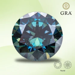 Moissanite Gemstone Rainbow Blue Color Round Cut Lab Grown Heat Diamond for Women Jewelry Making Materials with GRA Certificate