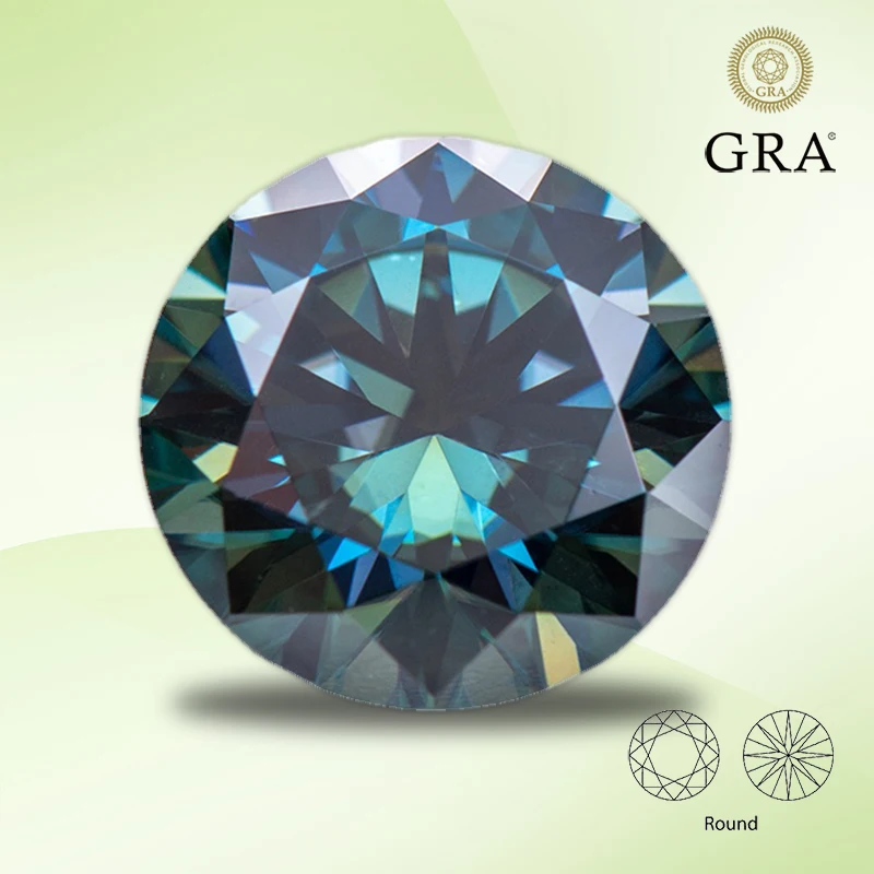 Moissanite Gemstone Rainbow Blue Color Round Cut Lab Grown Heat Diamond for Women Jewelry Making Materials with GRA Certificate