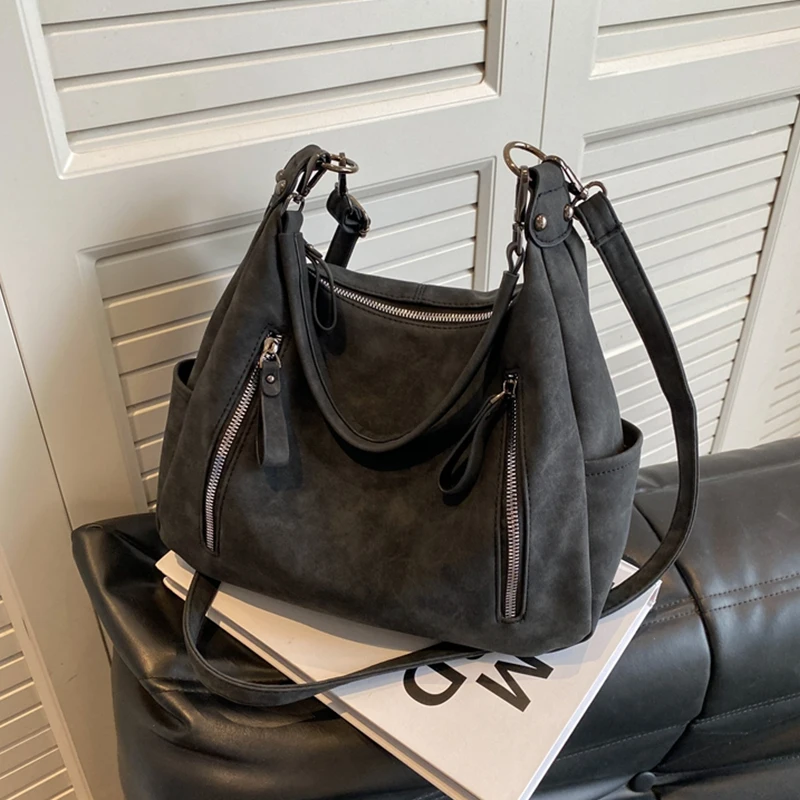Frauen Umhängetasche Luxus Designer Schräge Quer Einzelnen Schulter Tasche Große Kapazität Handtaschen Retro Matte PU Leder Hobos – Detail 18