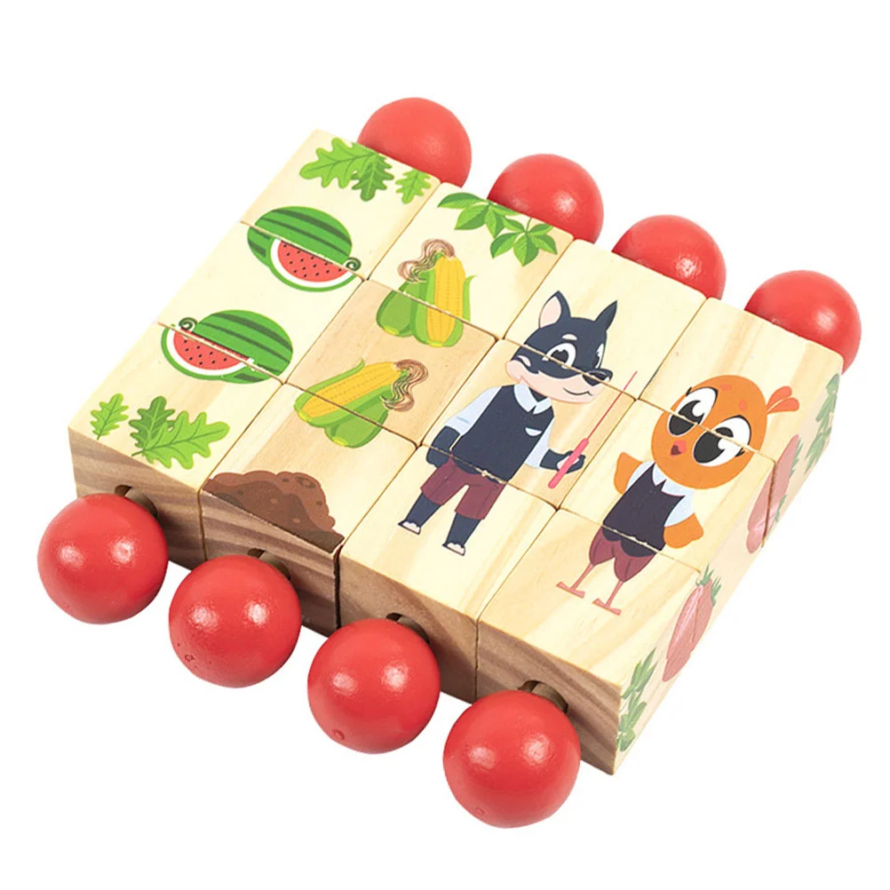 4 stuks houten roterende dierenpuzzels bouwsteenpuzzels educatief speelgoed houten roterende puzzel puzzel bouwsteen