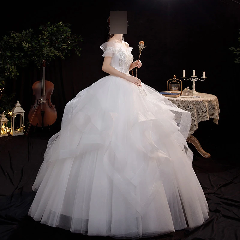 Customized Elegant Ball Gown Women Wedding Dresses Appliques Off Shoulder Bridal Gowns Formal Vestido De Noiva robe de mariée