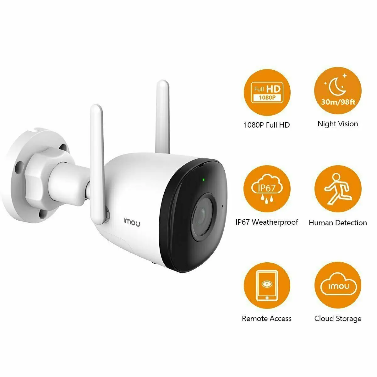 Imou Outdoor Camera Bullet 2C 2Mp Surveillance Ip Camera Automatic Tracking Weatherproof Ai Human
