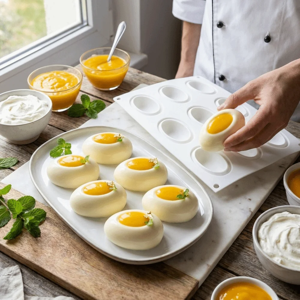 Non-Stick Egg Silicone Mold Flexible Shell Groove Dessert Mold Waterdrop Shape Decoration Cake Mold Mousse Cake Making
