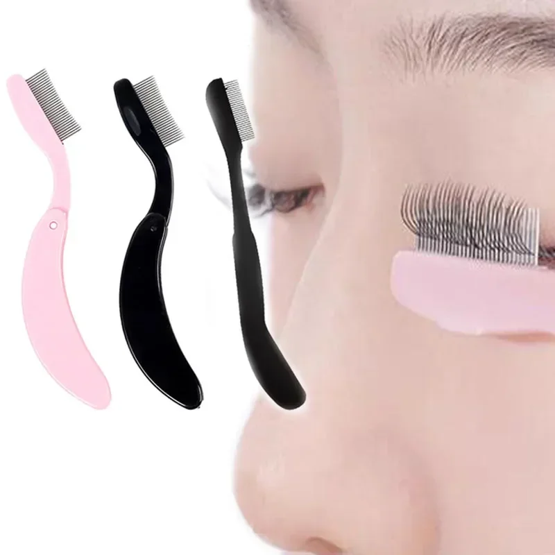 Foldable Ultra-fine Stainless Steel Eyelash Brush Lash Separator Eyebrow Eyelashes Extension Comb Eyelash Curler Makeup Tools