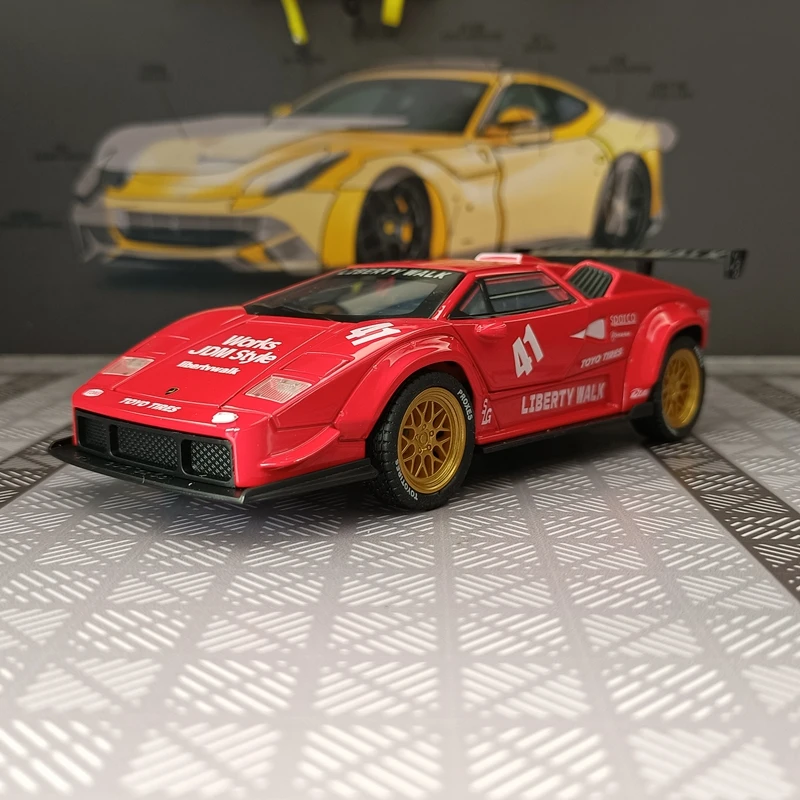 

Модель автомобиля Lamborghini Cantash LBWK Edition из сплава металла, масштаб 1:32, двери с обеих сторон открываются, детализированная отделка, высокое качество изготовления.