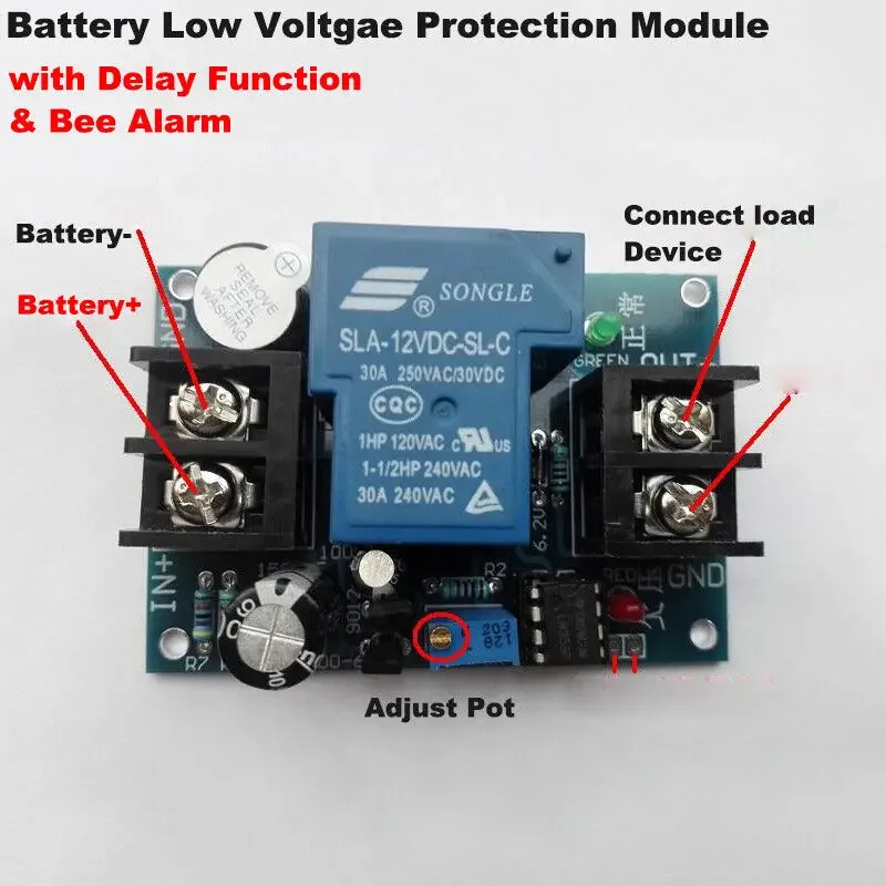 Relé 30a 12v/24v, 30a, 12v/24v, baixa tensão, anti-over, controlador de descarga, proteção, interruptor de atraso, módulo de alarme