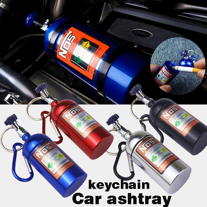 New Car Ashtray Multifunctional Vehicle Air Vent Ashtray Trash Nos Keychain Metal Sealed Medicine Bottle Car Interior Decoration