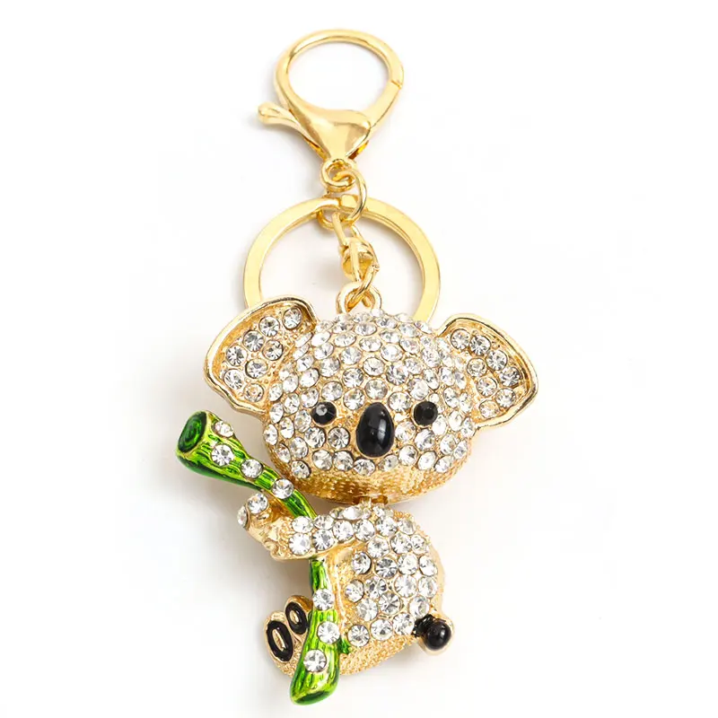 Shiny Rhinestones Lovely Koala Keychain Fashion Jewelry Gift For Women Kids Wallet Hanging Bag Decorative Cute Animal Key Ring