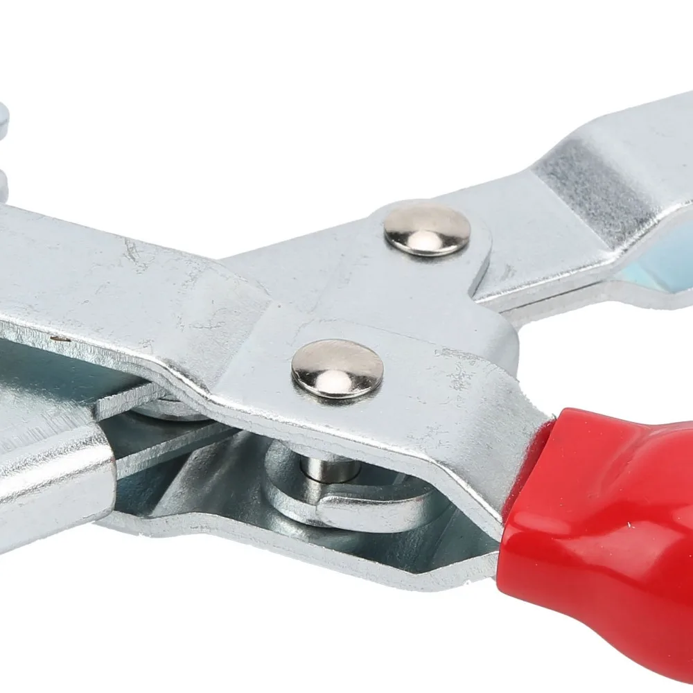 Red Welding Toggle Clamp Vertical Mount GH‑12205 Model Heavy Duty Hand Clamp Galvanized Iron Antislip Handle