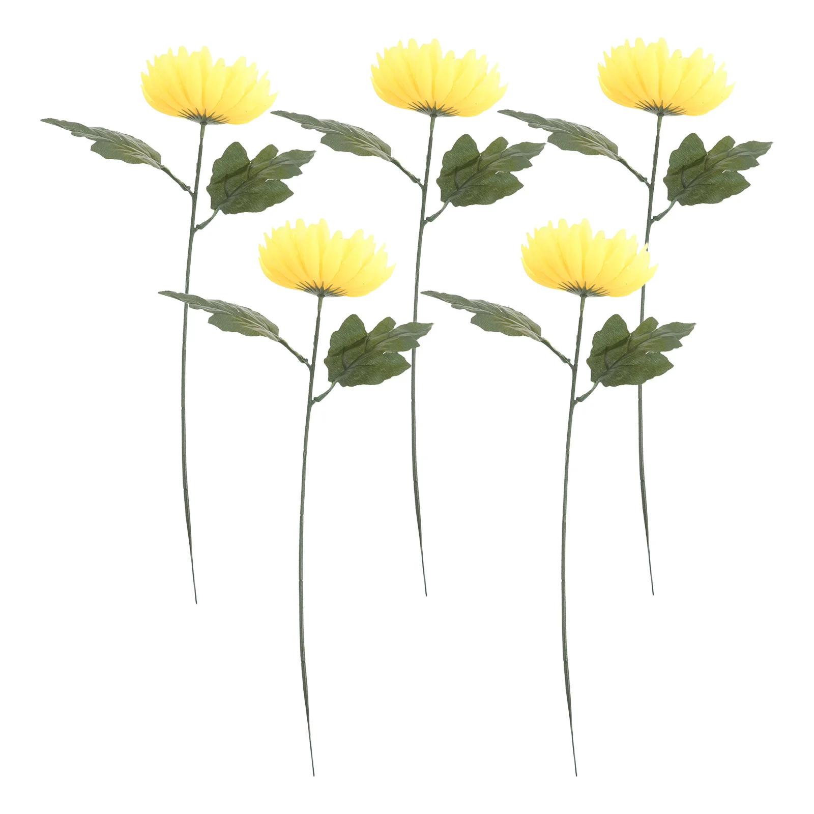 

5Pcs Realistic Faux Yellow Chrysanthemums Perfect for Various Occasions Including Cemetery and Home Artificial Chrysanthemum