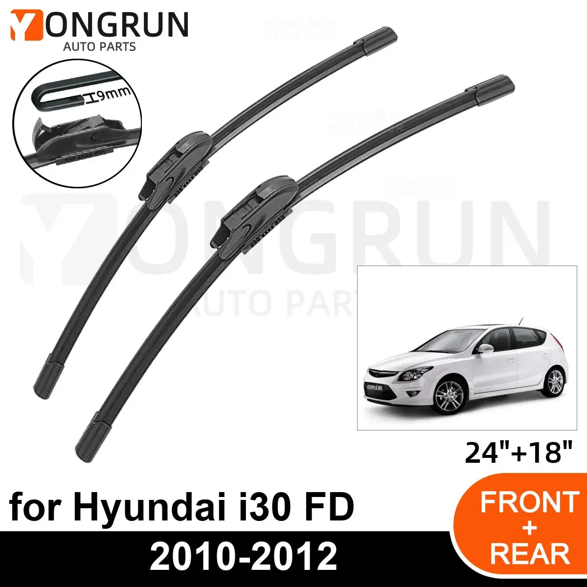 

Стеклоочистители передние Автомобильные для Hyundai i30 FD 2010-2012, резиновые щетки стеклоочистителя 24 + 18 дюймов, аксессуары для лобового стекла автомобиля