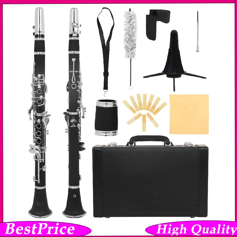 SLADE LDC810 Clarinet C Key Clarinet Professional Woodwind Instrument Bakelite Body White Copper Keys with Box Reed Accessories