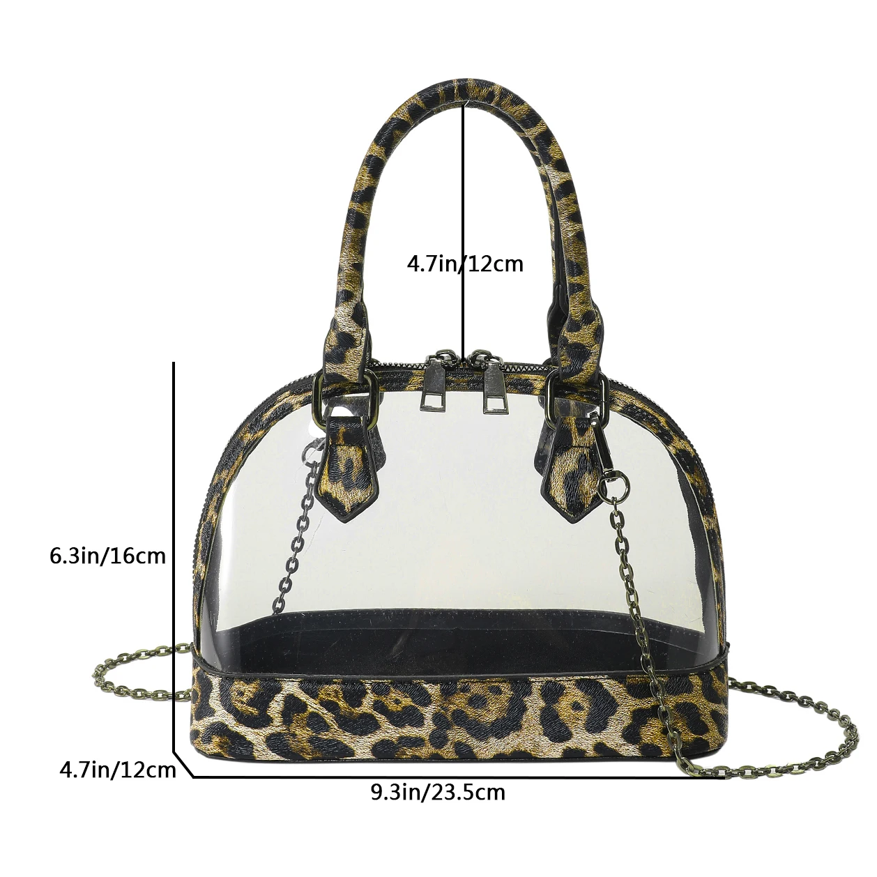 Brand Shell Handbag Bag For Women Vintage Khaki Leopard Leather Shoulder Bag Female Waterproof Transparent PVC Crossbody Bags