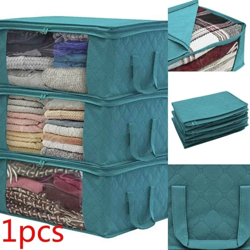 Narrow Foldable Clothes Storage Box with Lid Large Capacity Quilt Blanket Closet Storage Organizer Fabric Wardrobe Organizer Box