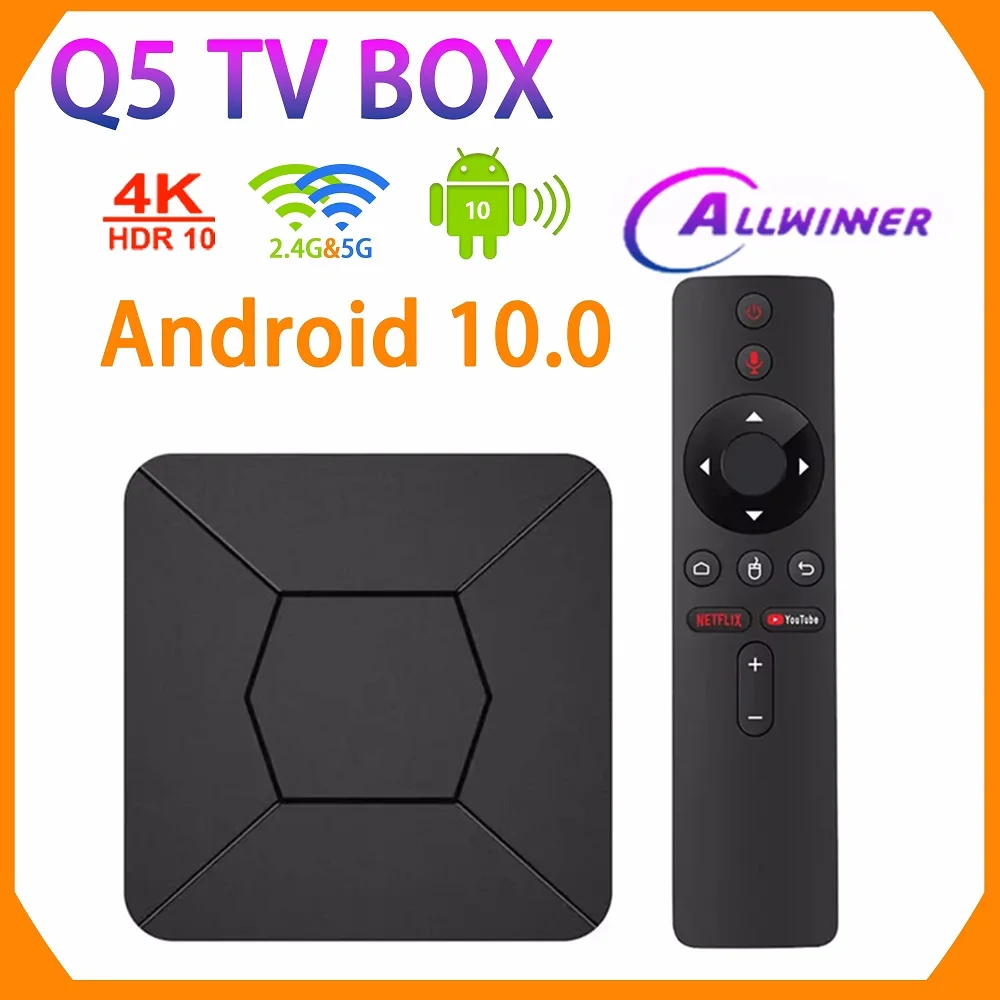 iATV Q5 Android10.0 TV Box Stalker IP TVAllwinner H313 BT5.0 4K HD 2.4G/5G Dual WiFi Smart Set Top Box Media Player 2GB 8GB