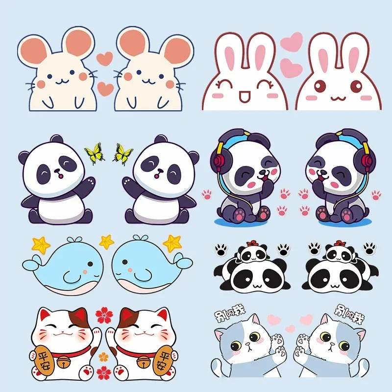 Car Sticker Cartoon Cute Panda and Cat Kawaii Decorative Stickers on Cars Car Body Patterns Covering Stickers Waterproof