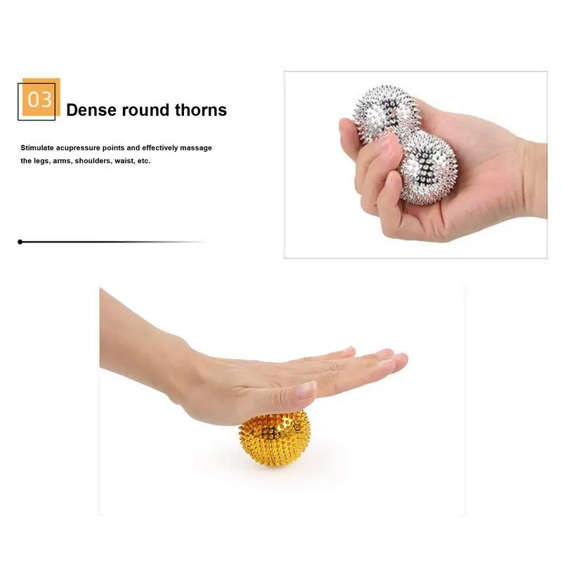 Hand Exercise Balls Spiked Massager Magnetic Acupoint Massaging Ball 1 Pair Round Manual Massaging Balls For Kids & Adults Squee