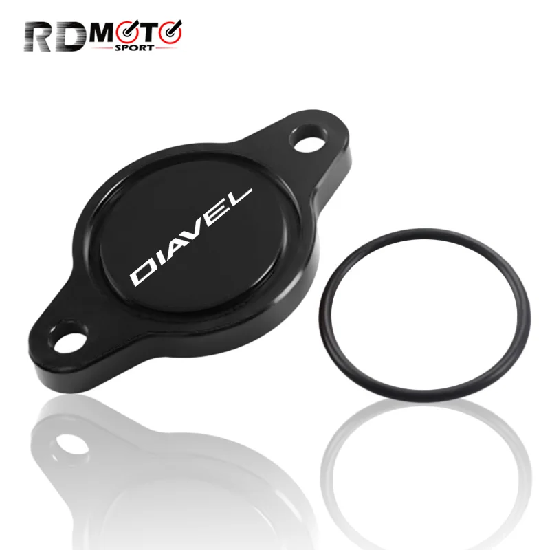 High Quality For Diavel AMG Carbon Cromo Strada White Stripe Motorcycle Accessories CNC Engine Oil Filter Cover Cap Protector