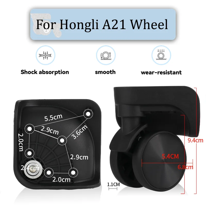 For Hongli A21 Universal Wheel Replacement Suitcase Rotating Smooth Silent Shock Absorbing Wheel Accessories Wheels Casters