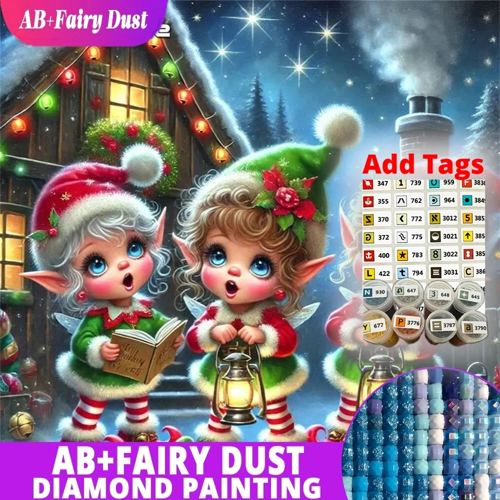AB Fee Staub Elf Diamant Stickerei Kind Porträt Mosaik DIY Bild Strass Cartoon Malerei Winter Neue Ankunft Handwerk