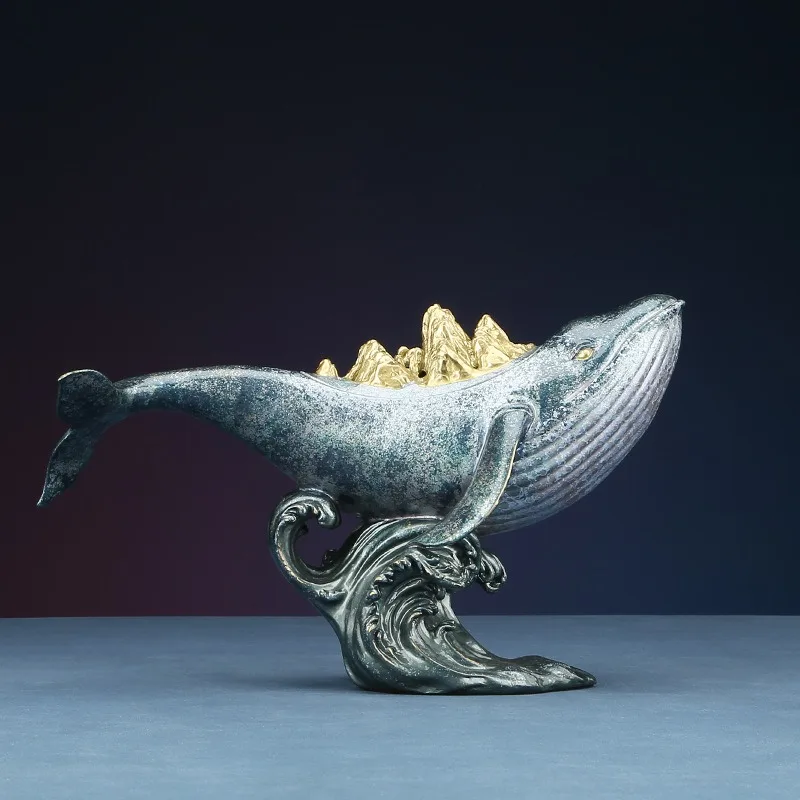 Brass Jinshan Whale Ornament Office Living Room Decoration Craft Gifts Home Entrance Creative Decoration