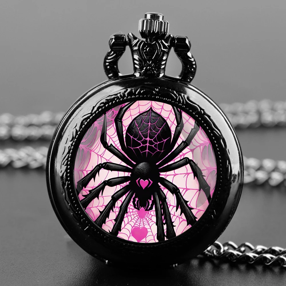 Creatieve Liefde Spider Design Hanger Quartz Zakhorloge Souvenir Ketting Zakhorloge Arabische Cijfers Met Persoonlijkheid Cadeau