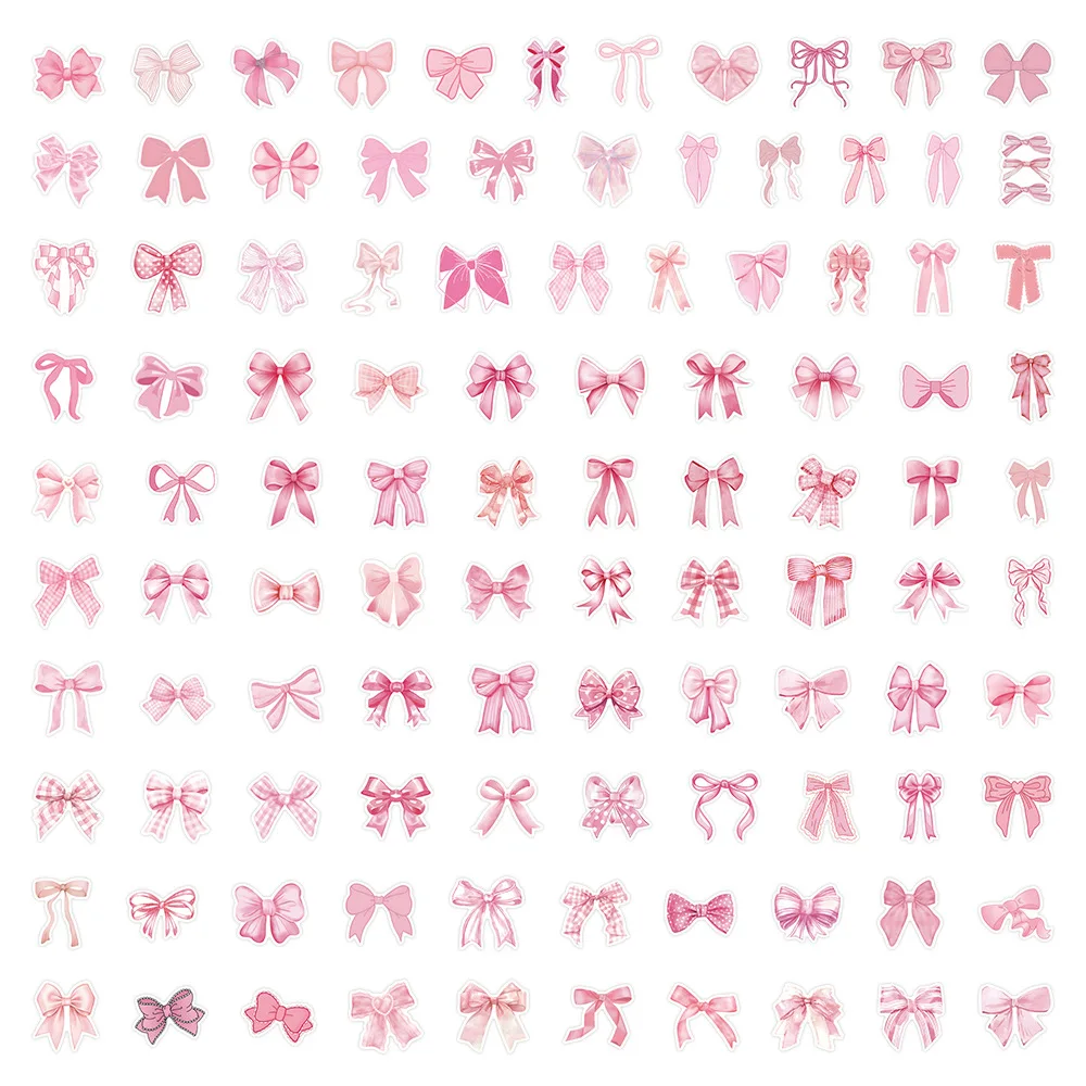 

103PCS Pink Bow Sticker Cartoon Style Graffiti DIY Decoration Phone Case Laptop Gift iPad Stationery Waterproof Sticker Kids Toy