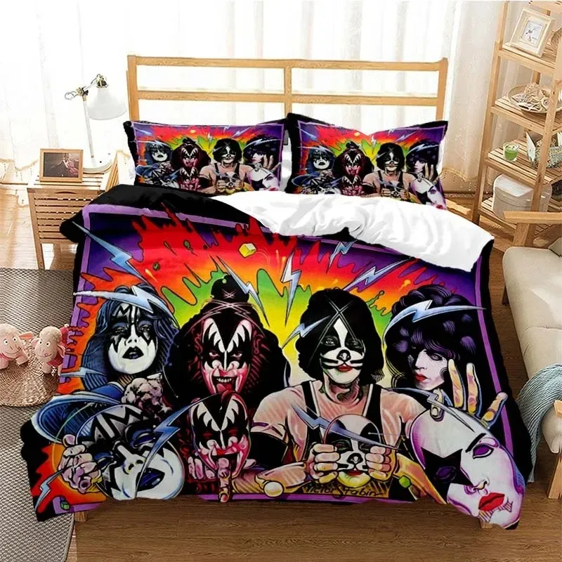 

Kiss Rock Band Bedding Set Boys Girls Twin Queen Size Duvet Cover Pillowcase Bed Kids Adult Fashion Home Textileextile