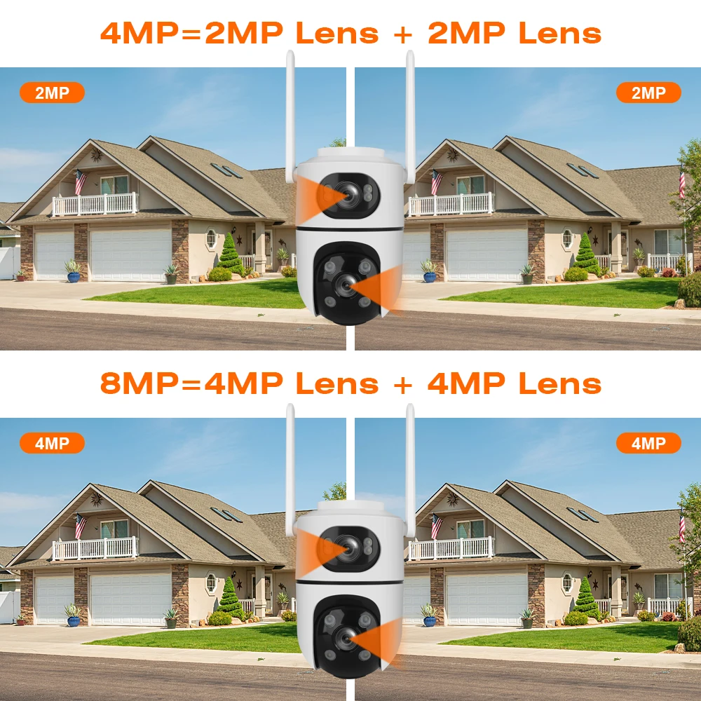 TAITAS 8MP WiFi Camera PTZ Dual Screens Auto Tracking Night Vision CCTV Surveillance Camera Outdoor 4MP Security IP Camera icsee