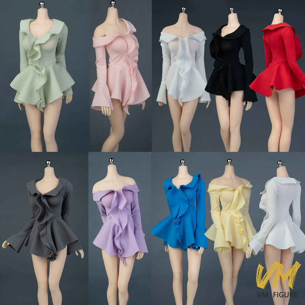 

IC1024 ICE TOYS 1/6 Милое платье с расклешенными рукавами и открытыми плечами для девочек, юбка с воланами, модель одежды, подходит для женской экшн-фигурки 12 дюймов