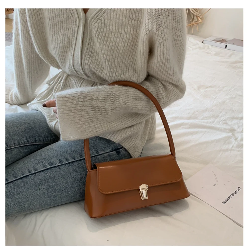 Women Fashion Underarm Bag Solid Color PU Handbag New And High Quality Female Shoulder Bags