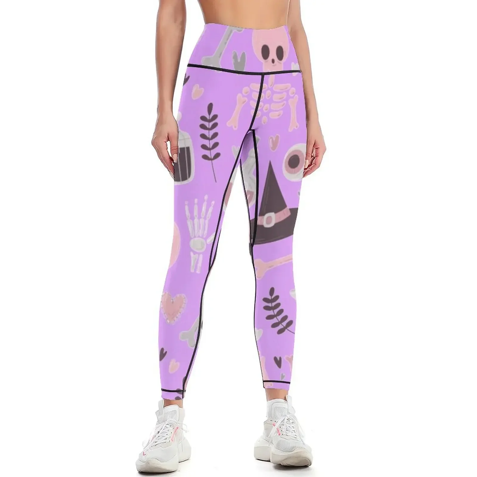 

Halloween Creepy Spirits Ghosts Pumpkin Witchy Hat Pattern Leggings sportswear for gym Fitness clothing Womens Leggings