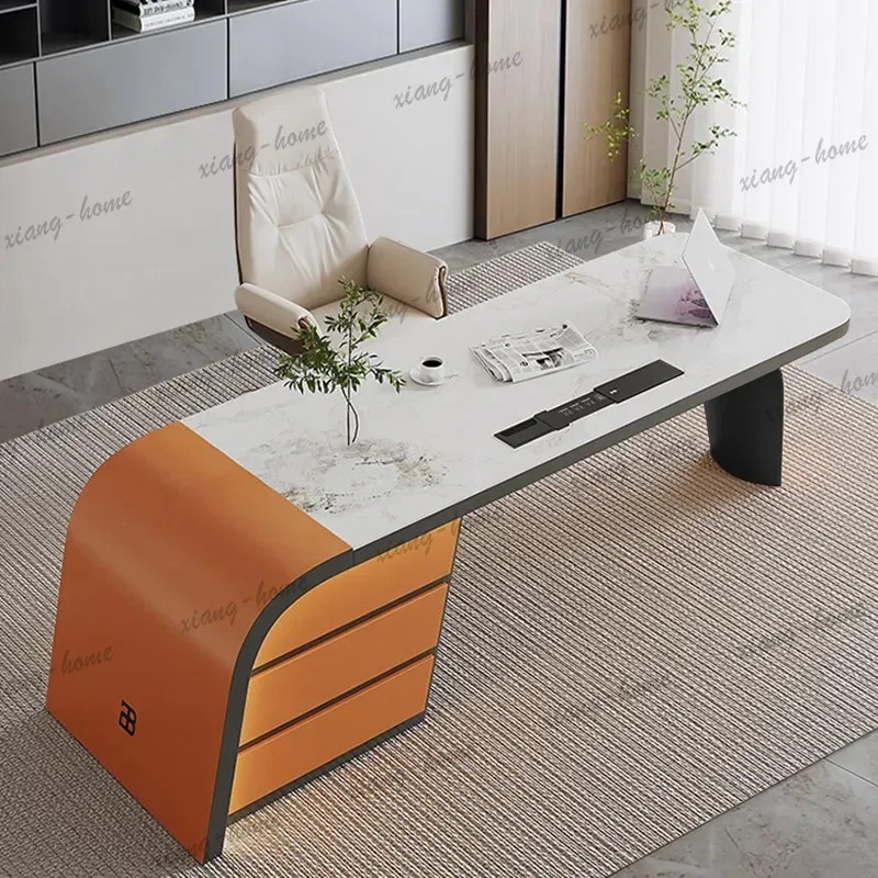 LD Modern Simple Sintered Stone Office Desk Italian Luxury Designer Computer Desk High End Study Office Furniture