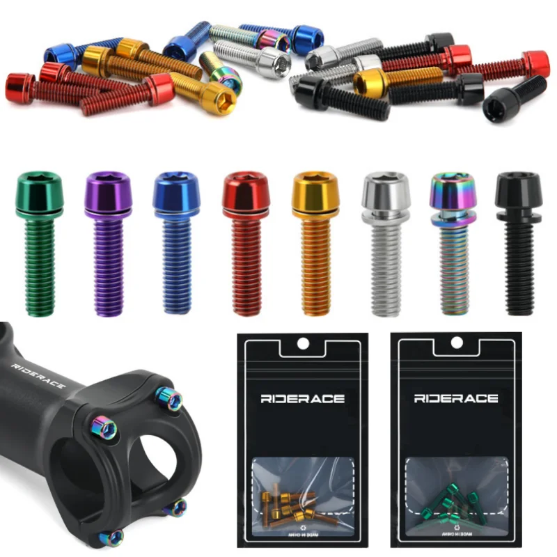

6pcs Bike Handlebar Screws M5 18mm Titanium Plated Steel Hexagon Bolts for Road Bicycle Stem Riser Bottle Holder Bike Parts