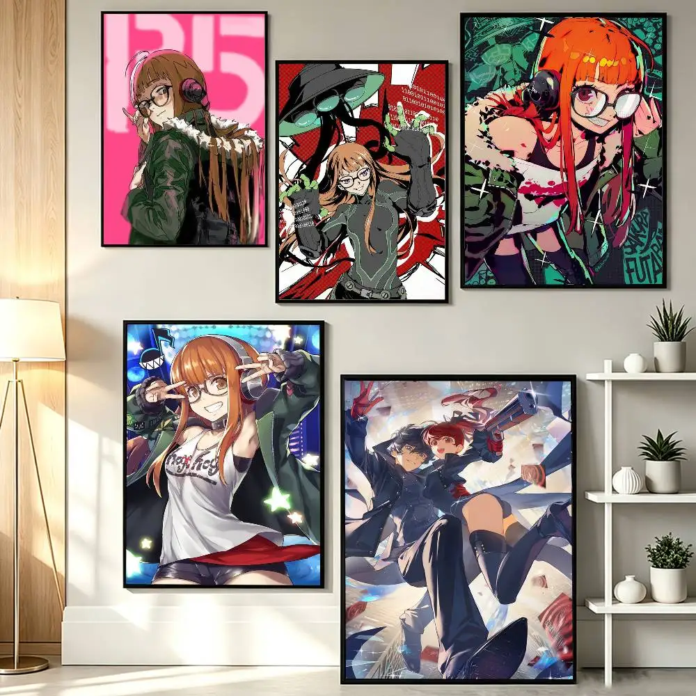 RPG Persona 5 F-Futaba Sakura Joker  Poster HD Self Adhesive Waterproof Wall Art Ideal for Home Office Dorm Gift