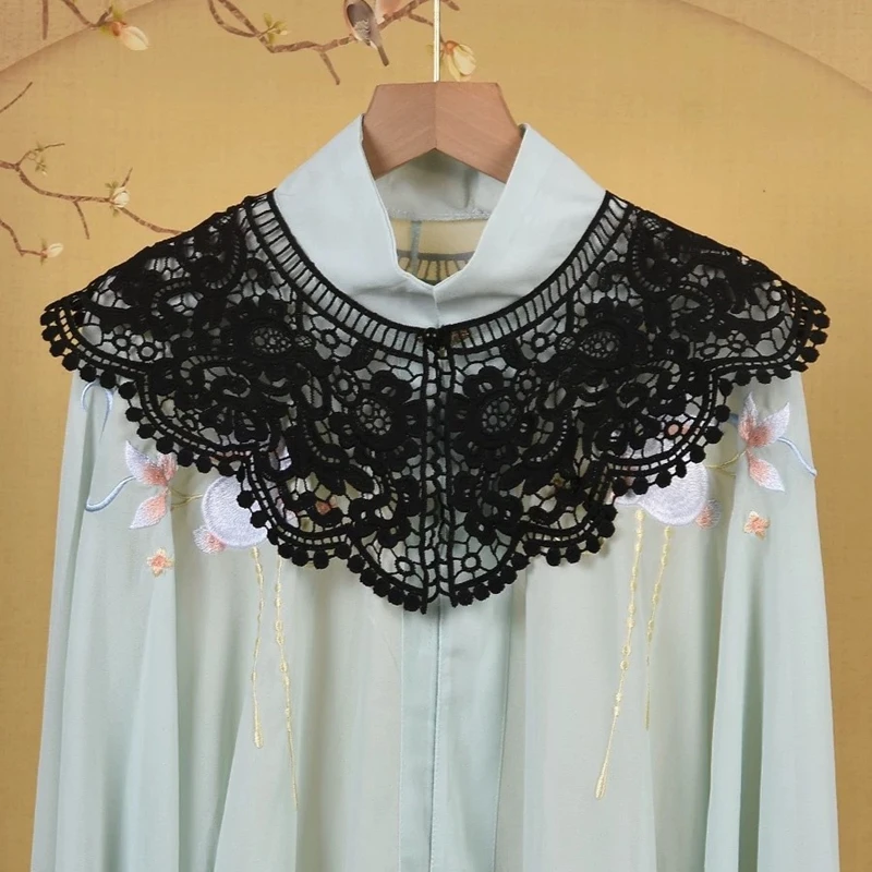 Embroidery Crochet Shawl Sweater Detachable Fairy Hollow Out Fake Collar Decorative Shoulder Wrap Clothes Accessory