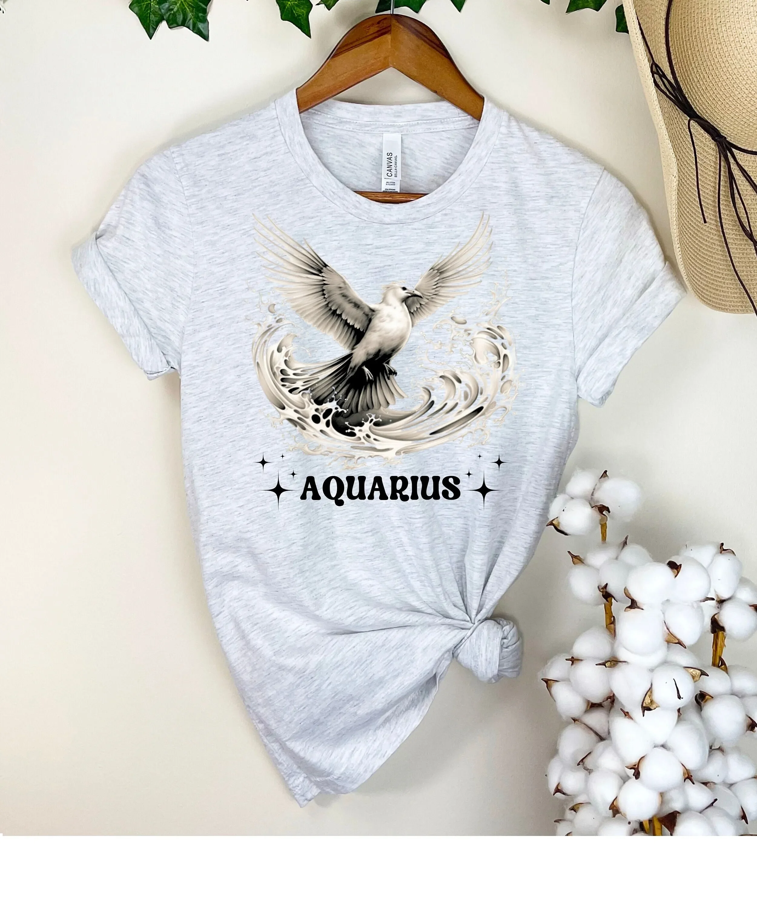 Aquarius Zodiac T Shirt Horoscope Astrology Top Line ArT s bird