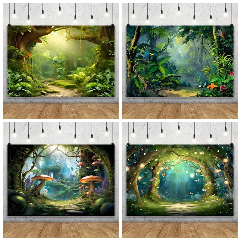 Dreamy Forest Baby Shower Backdrops Photography Boy Girl's Portrait Photographic Background Birthday Party Decor Studio Shoots