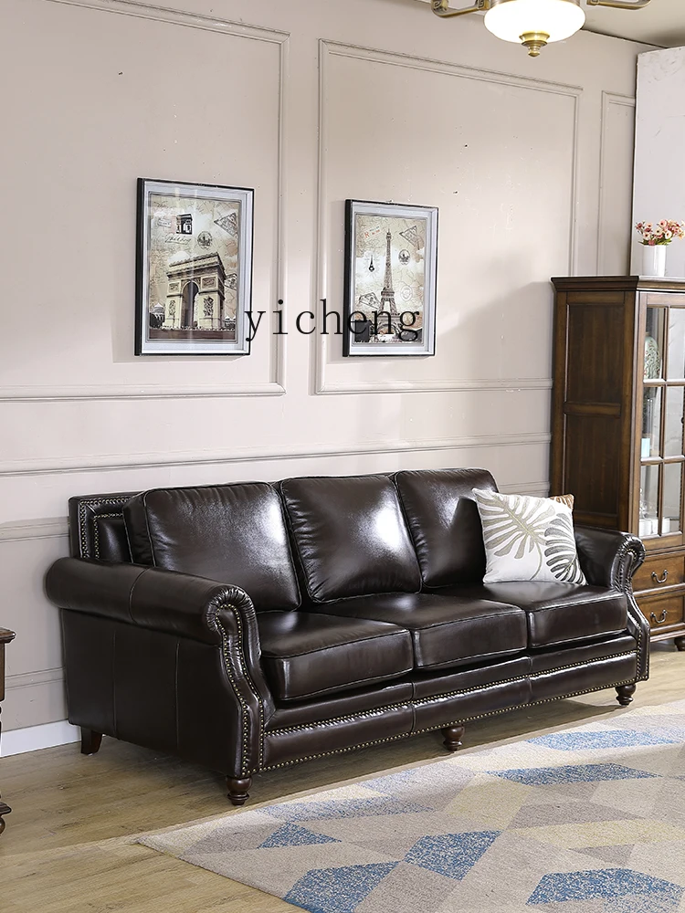 ZF Simple Classic Contact Surface Leather Sofa Living Room Furniture Full Leather